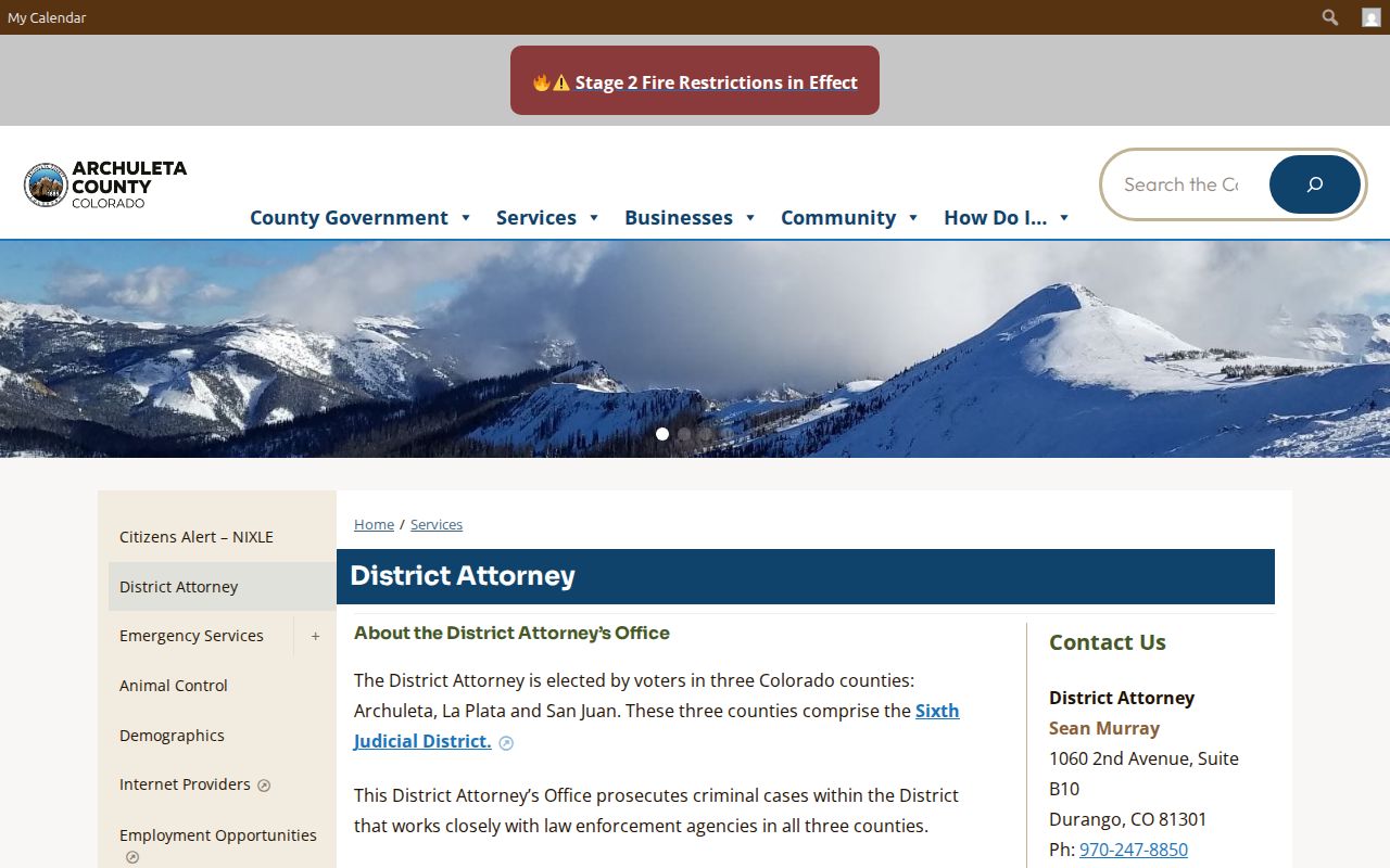 Archuleta Combined Courts holding release records and district attorney context