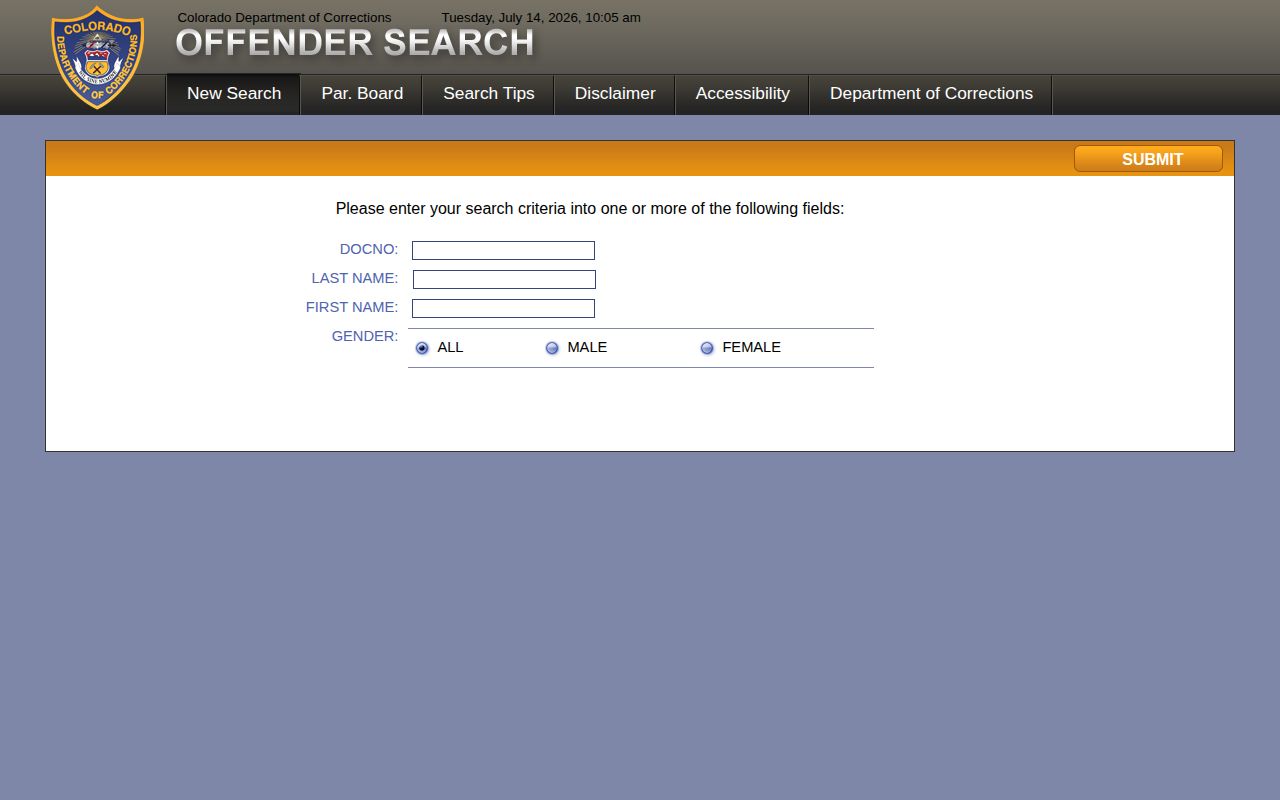 Archuleta County released inmates CDOC offender search page