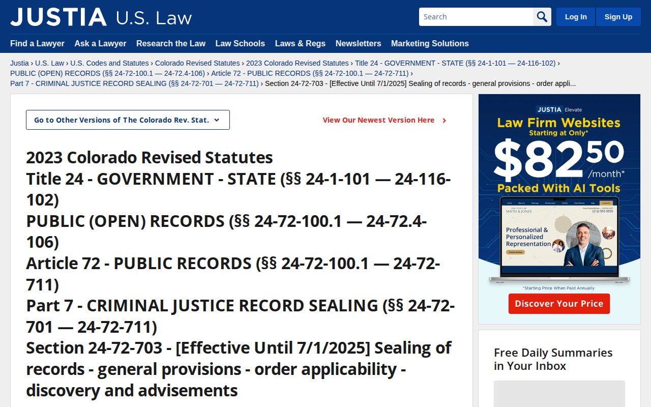 Colorado Department of Corrections release record sealing context for Archuleta County inmates