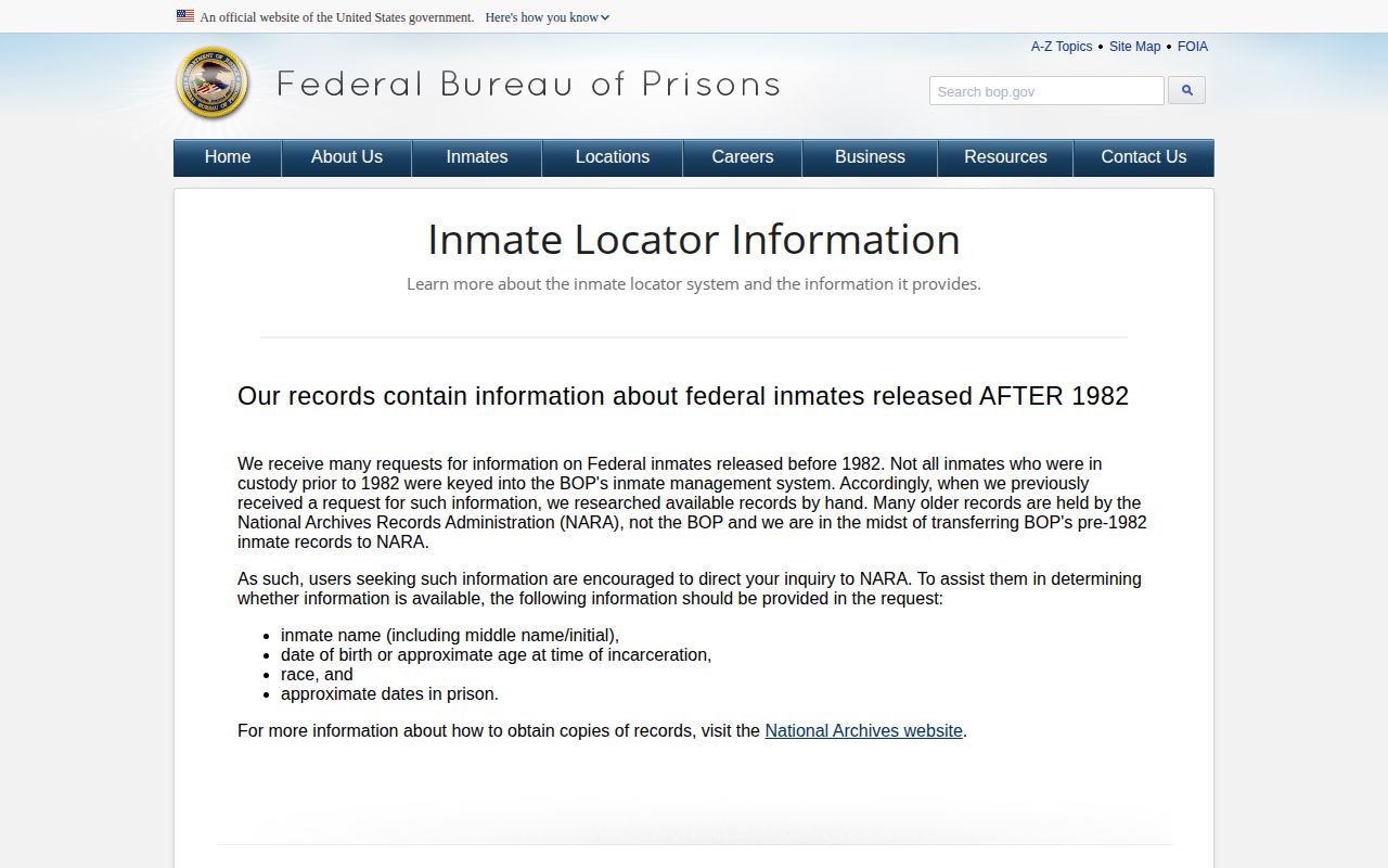 Federal custody Archuleta County release lookup using BOP release-date explanation