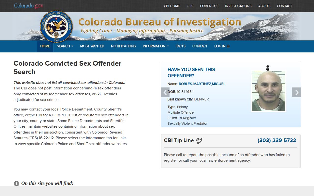 Archuleta County released mugshots CBI registry photo channel