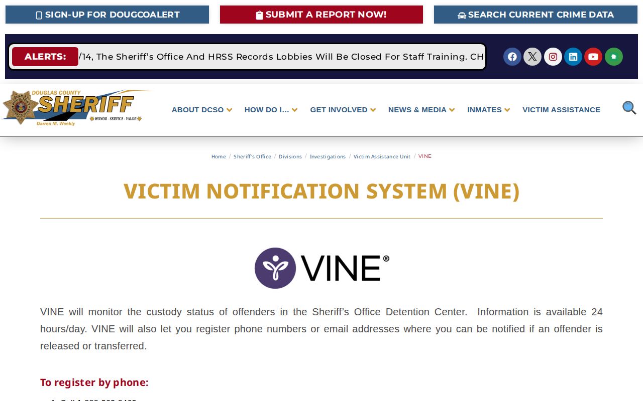 Colorado VINE notification mechanics for Archuleta County release alerts
